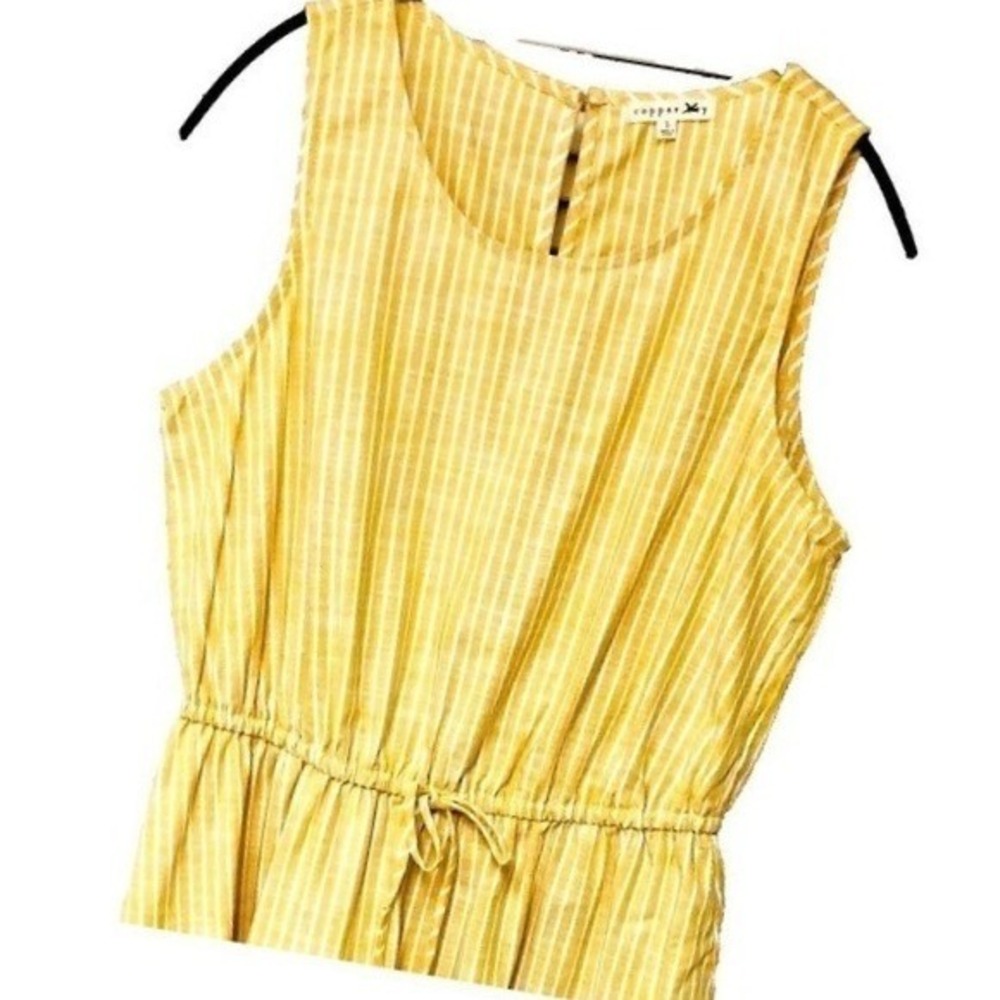 NWT Copper Key Shirt Dress Dijon Yellow Striped Keyhole Weekends Womens M/L‎